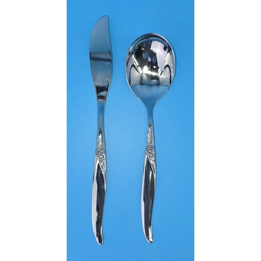 Oneida LA ROSE Stainless Premier Ltd Spreader‎ & Sugar Spoon Flatware Silverware